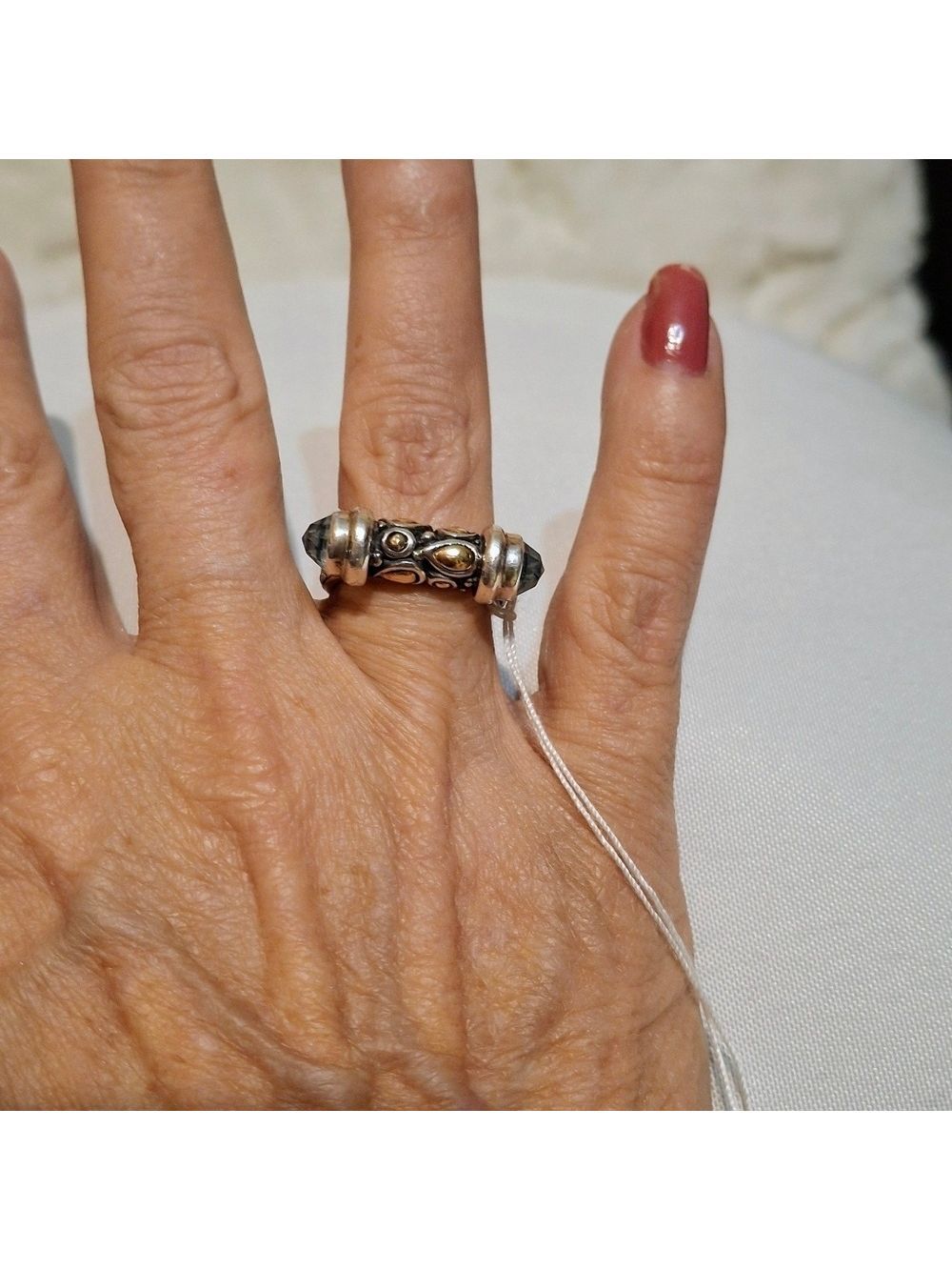 Samuel B.  Sterling Silver and 18kt Gold Women's bullet Ring Sz 6